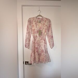 Joie Cream and Pink Floral Long Sleeve Dress